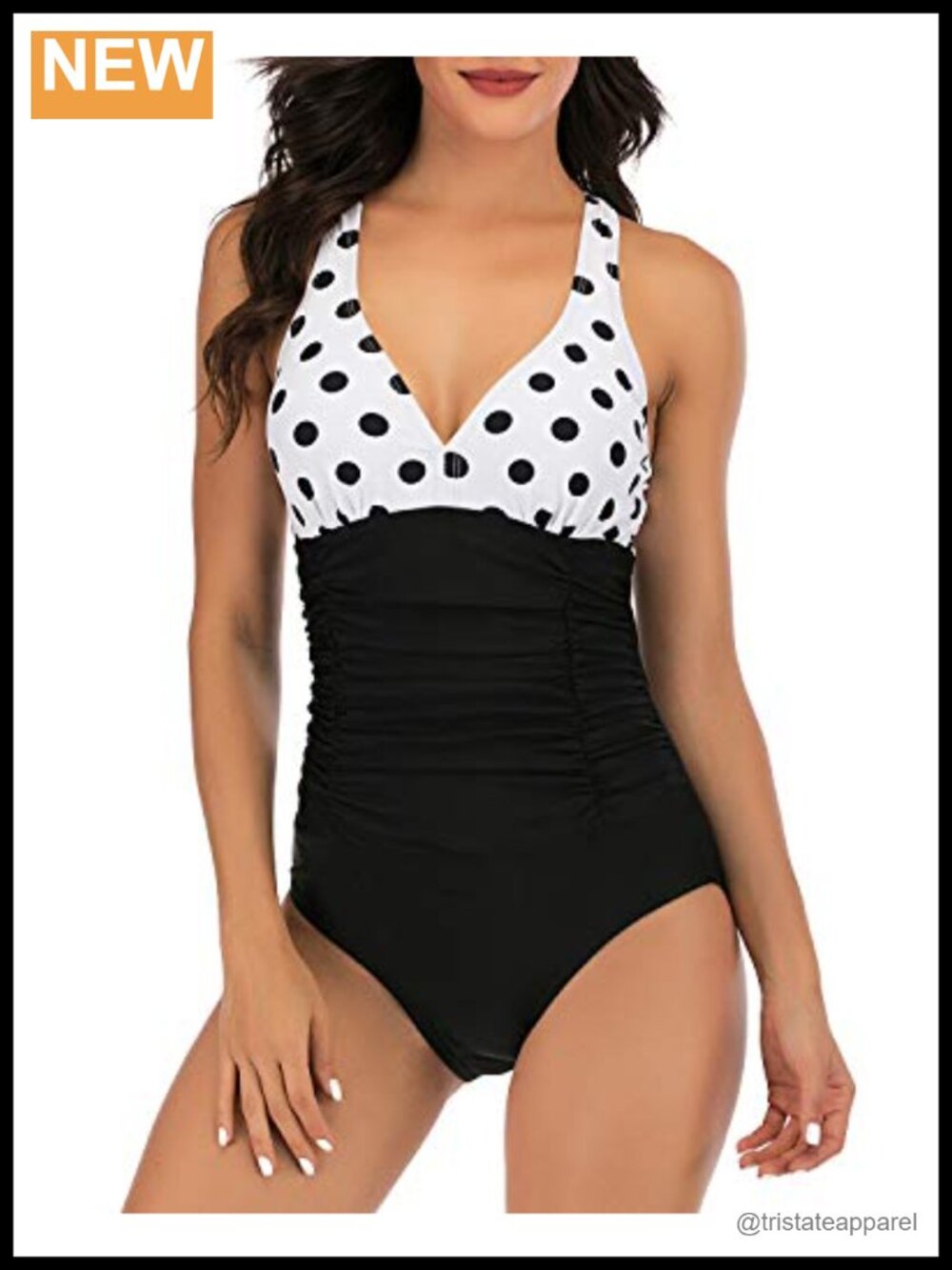 Women's V Neck Ruched Tummy Control One Piece Swimsuit Adjustable Straps
